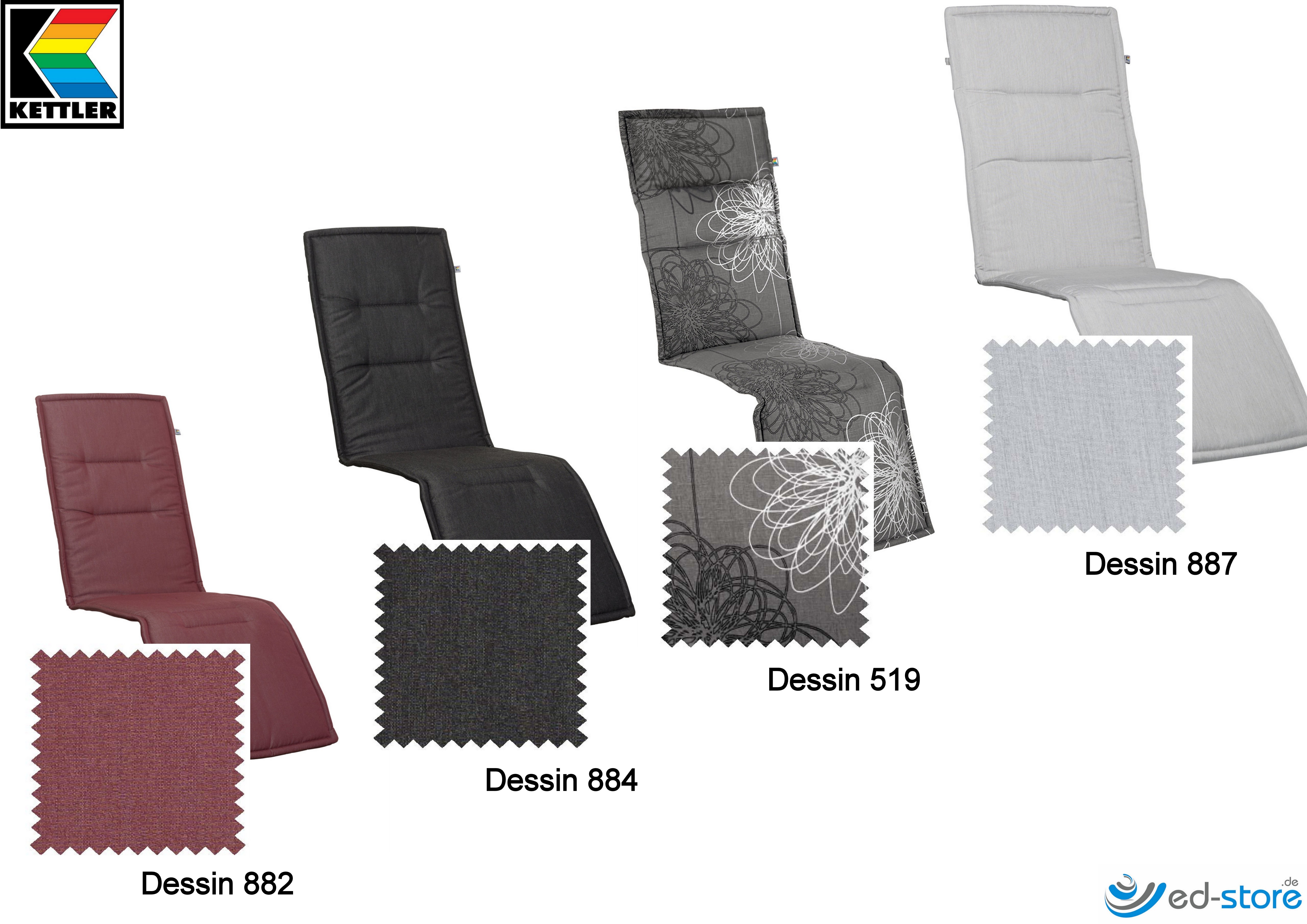 Kettler Polsterauflage Relaxliege Lucca Ll Polsterauflagen Zubehor Gartenmobel Freizeit Wellness Ed Sports De