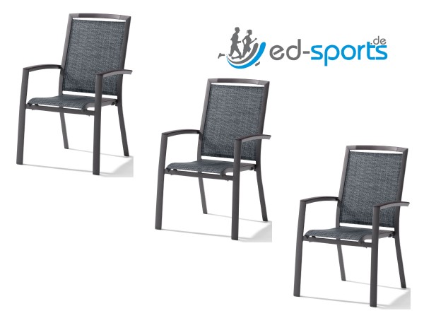 Sieger Exclusiv 3er Set Stapelsessel Trento eisengrau