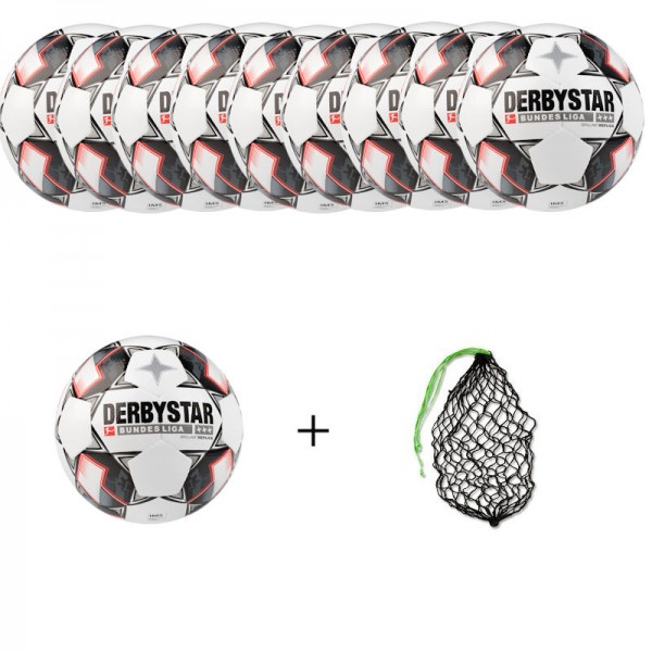 Derbystar Fußball Bundesliga Brillant Replica Gr. 5 Ballpaket (10 Bälle+Ballnetz)
