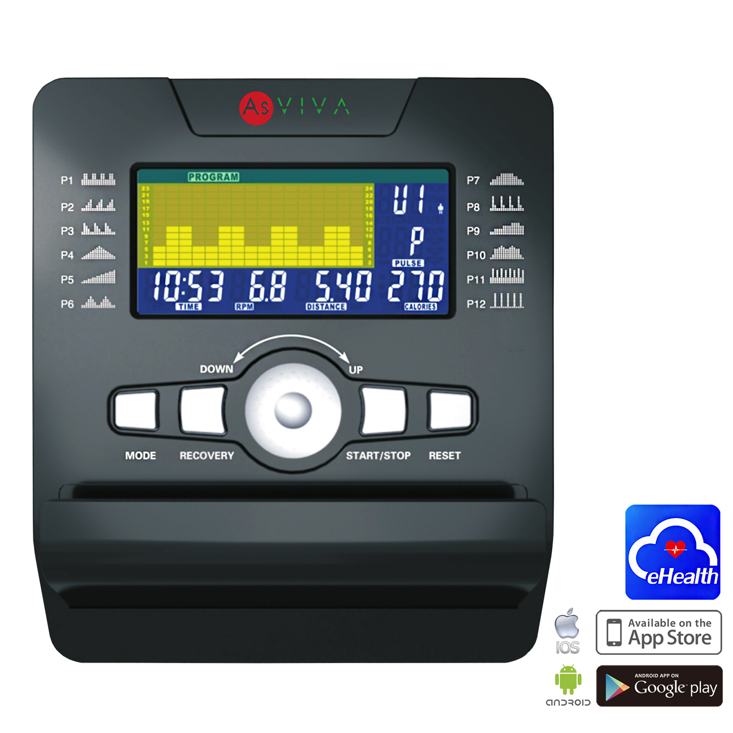 AsViva Liegeergometer Bluetooth Recumbent Bike R7