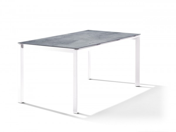 Sieger Exclusiv Lofttisch Polytec Tischplatte zement/graphit + Rundrohr-Gestell eisengrau
