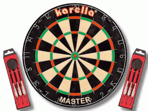 Karella Wettkampf-Dartboard Master+ 2 Set Steeldart ST1