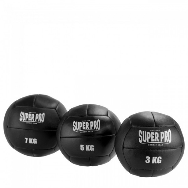 Super Pro Medizinball Leder schwarz