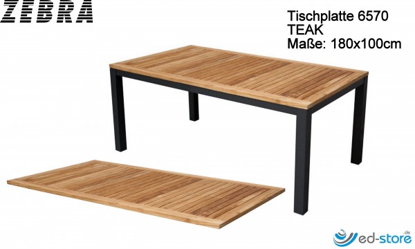 ZEBRA Tischplatte für Gestell eckig SELA/TEAK