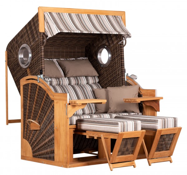 deVries Strandkorb Pure Seaside XL PE Teak anthique brown Design 455