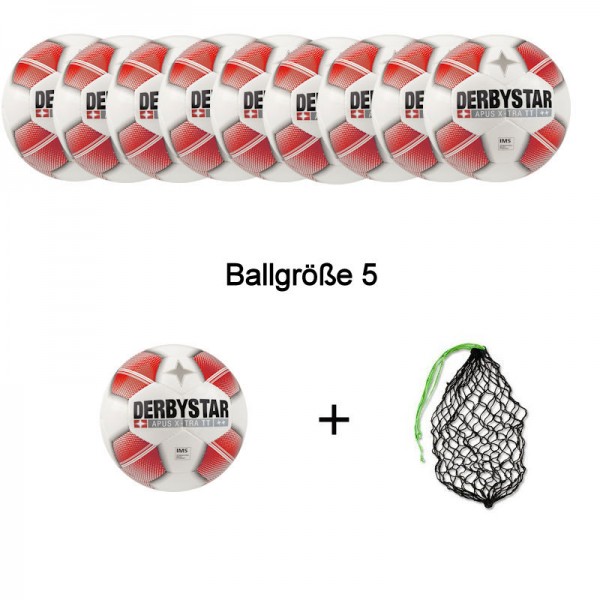 Derbystar Fußball Apus X-Tra TT Ballpaket (10 Bälle+Ballnetz)