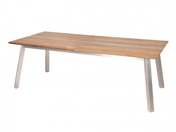 ZEBRA LINAX Ausziehtisch Edelstahl/Teak (220/280x100x75cm)