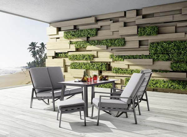 Sieger Lounge Perth Gestell eisengrau, Kissen Sunproof® hellgrau